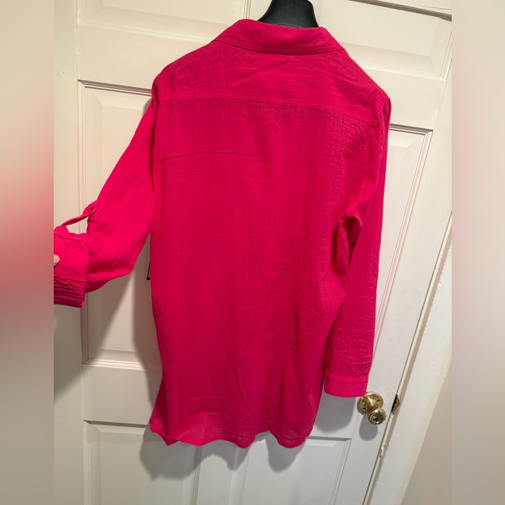 Ralph Lauren NWT Size XL Bright Pink Long Adjustable Sleeve Beach Cover-up - Picture 8 of 11
